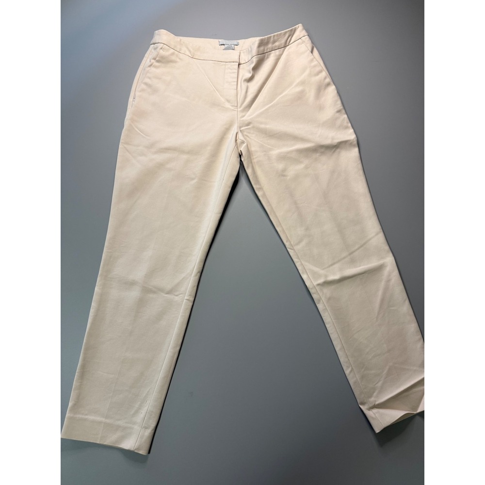 HM Womens Beige Cotton Blend Slim Ankle Pants Size 8 Khaki  Business Casual